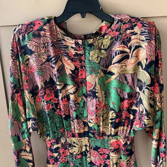 Phoebe Vintage 80’s 100% Rayon Floral Longsleeve Dress. Imperial Peplum sz 6 - Picture 6 of 9